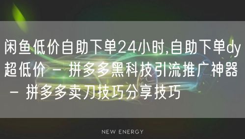 闲鱼低价自助下单24小时,自助下单dy超低价 - 拼多多黑科技引流推广神器 - 